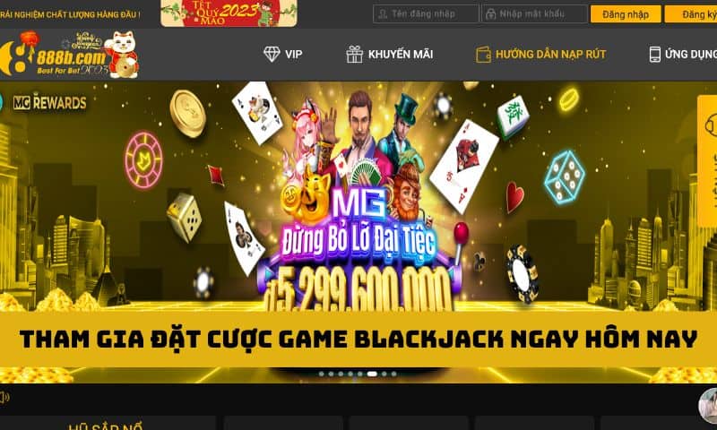 Tiến hành đặt cược để bắt đầu tham gia game bài Blackjack online